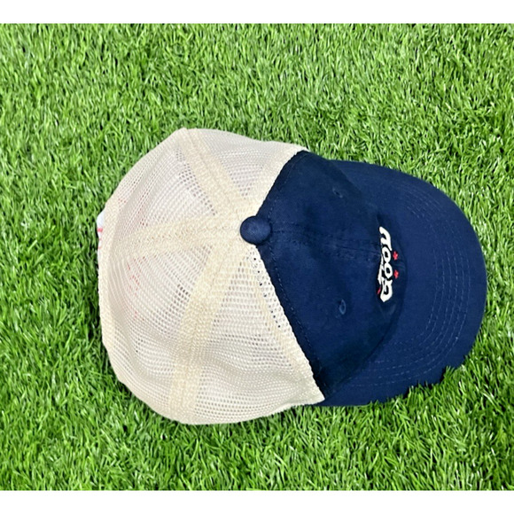 Life is Good SnapBack Mesh Trucker Hat Embroidered With Red Stars Navy Cream - Picture 4 of 8